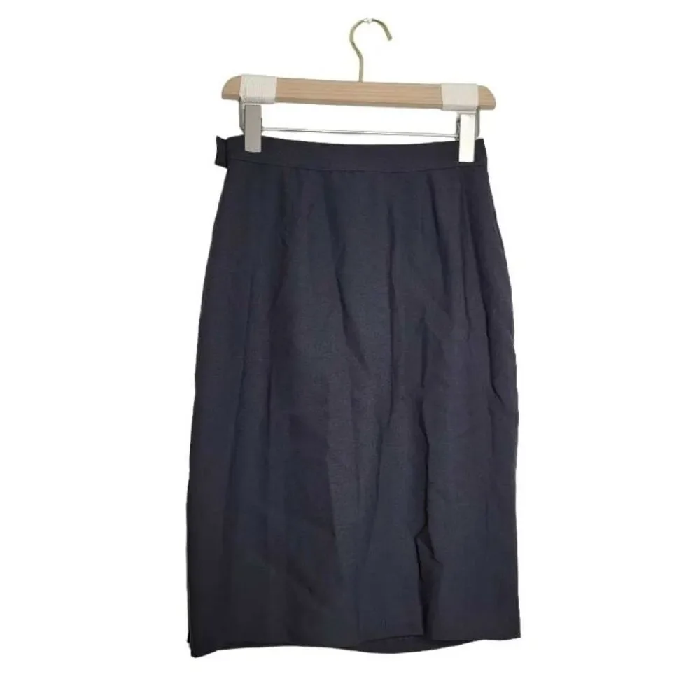 Maxmara Skirt Size 6 Pleated Pencil Dark Gray Wool Blend